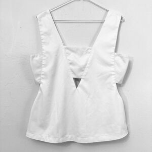 Tobi Sleeveless V Neck Fully Lined Cut Out Cropped Tank Top White Size Large